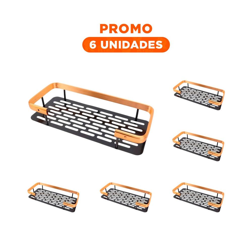 Pack6 Soporte de Apoyo Flotante Dorado y negro 30x13cm para Ambientes