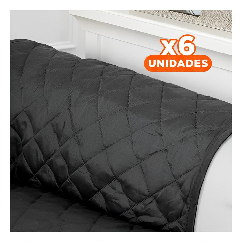 Pack6 Cobertura Ajustable para Sofa Negro con Dimensiones 130x195cm Y+Regalo Sticker