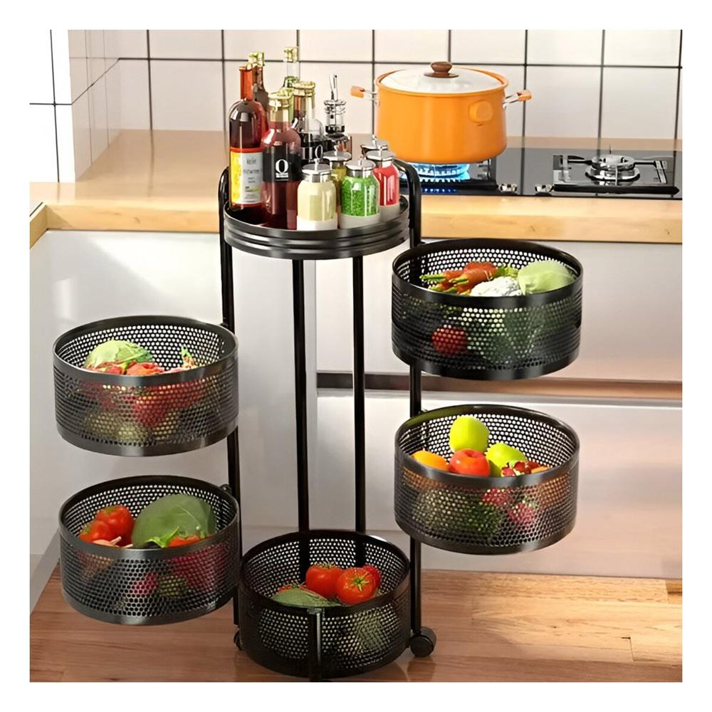 Modulo Circular de Cinco Niveles con Llantas para Organizacion en Casa Y+Papel Regalo