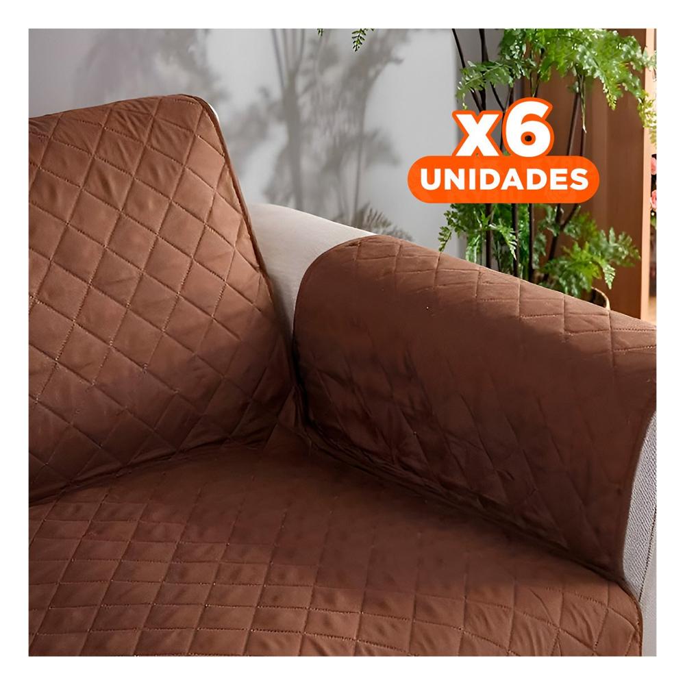 Pack6 Cobertura Ajustable para Sofa Marron con Dimensiones 130x195cm Y+Regalo Sticker