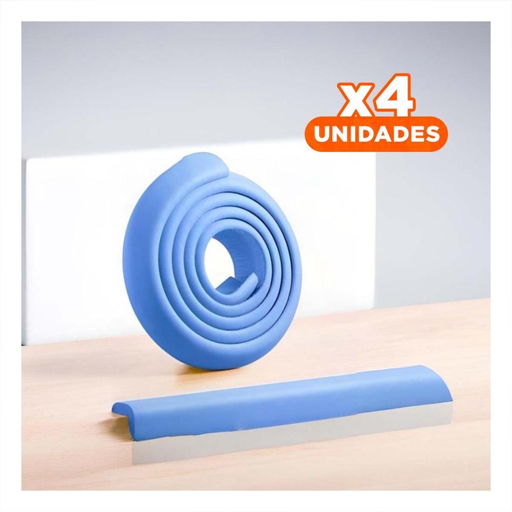 Pack4 Esquina Acolchada de Espuma para Bordes de Mesa y Muebles Azul