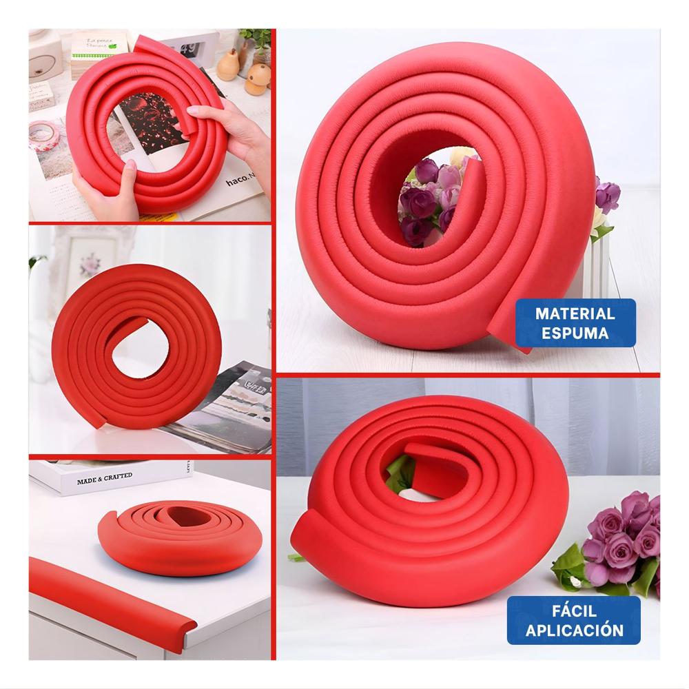 Guarda Esquina de Espuma para Bordes de Mesa y Muebles Seguridad Hogar Rojo