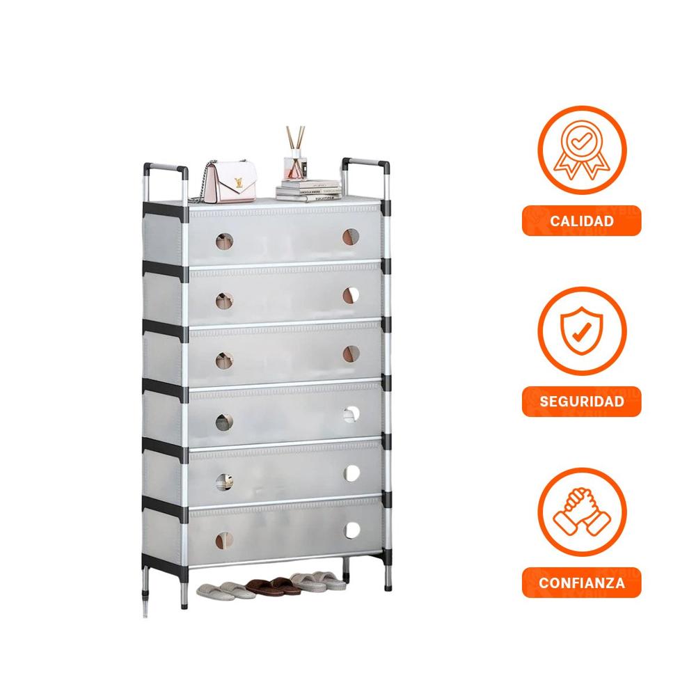 Organizador de Calzado 6 Niveles Todo Cerrado Blanco Transparente Firme Y+Ligas Regalo