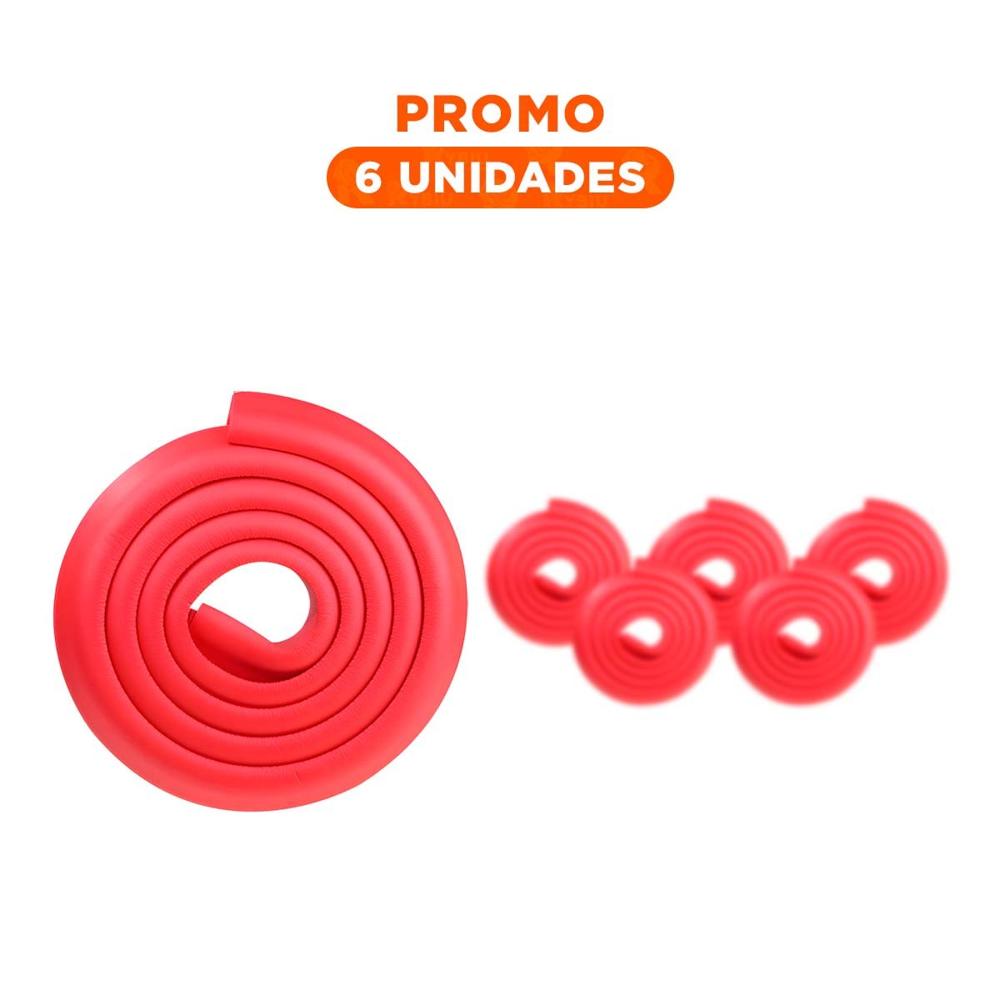 Pack6 Esquina Acolchada de Espuma Segura para Bordes de Mesa Seguridad Hogar Rojo