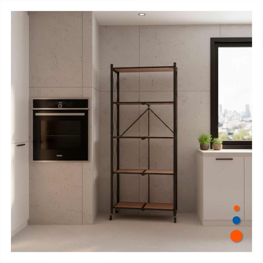Estructura Plegable 5 Niveles con Ruedas para Almacenamiento en Casa Y+Regalo Sticker