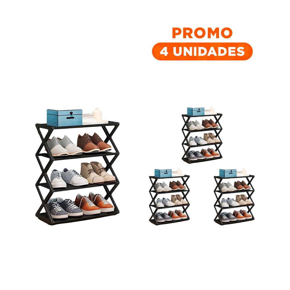 Pack4 Basehogar 4 Niveles Color Negro para Zapatos Y+Regalo Sticker