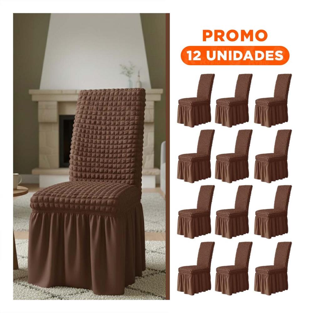 Pack12 Protector Elastica para Silla con Relieve Cuadrado Color Marron Y+Regalo Sticker