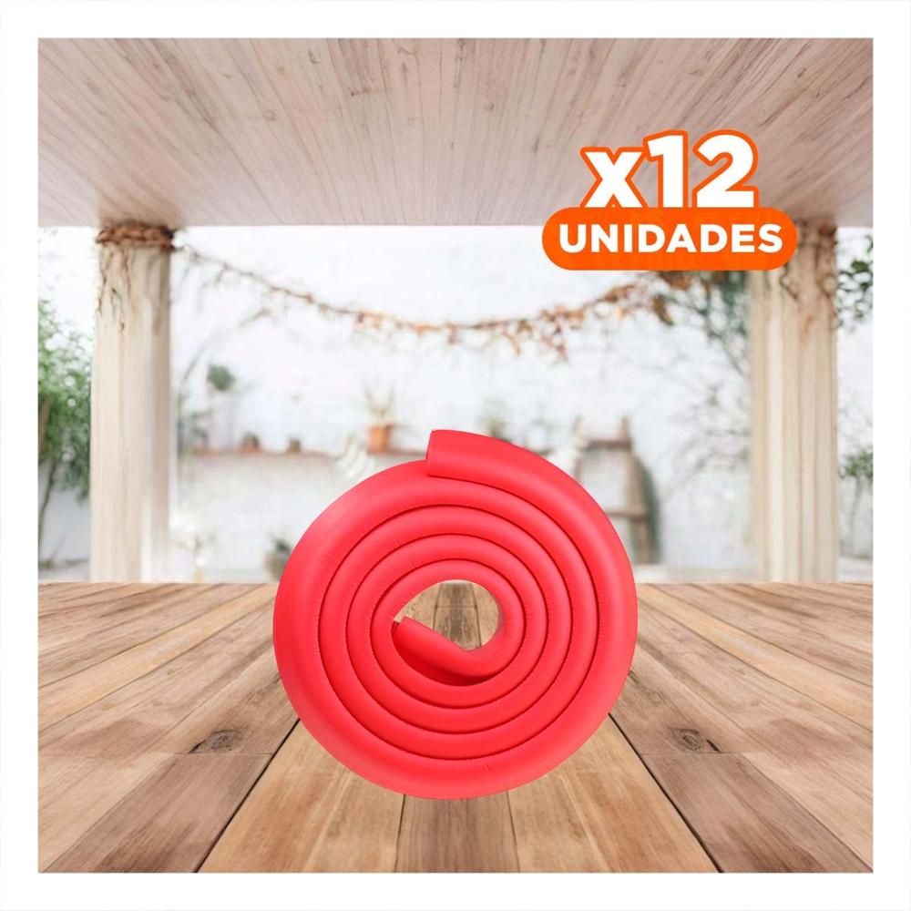 Pack12 Defensa Esquina de Espuma Suave para Bordes Filosos de Mesa en Casa Rojo