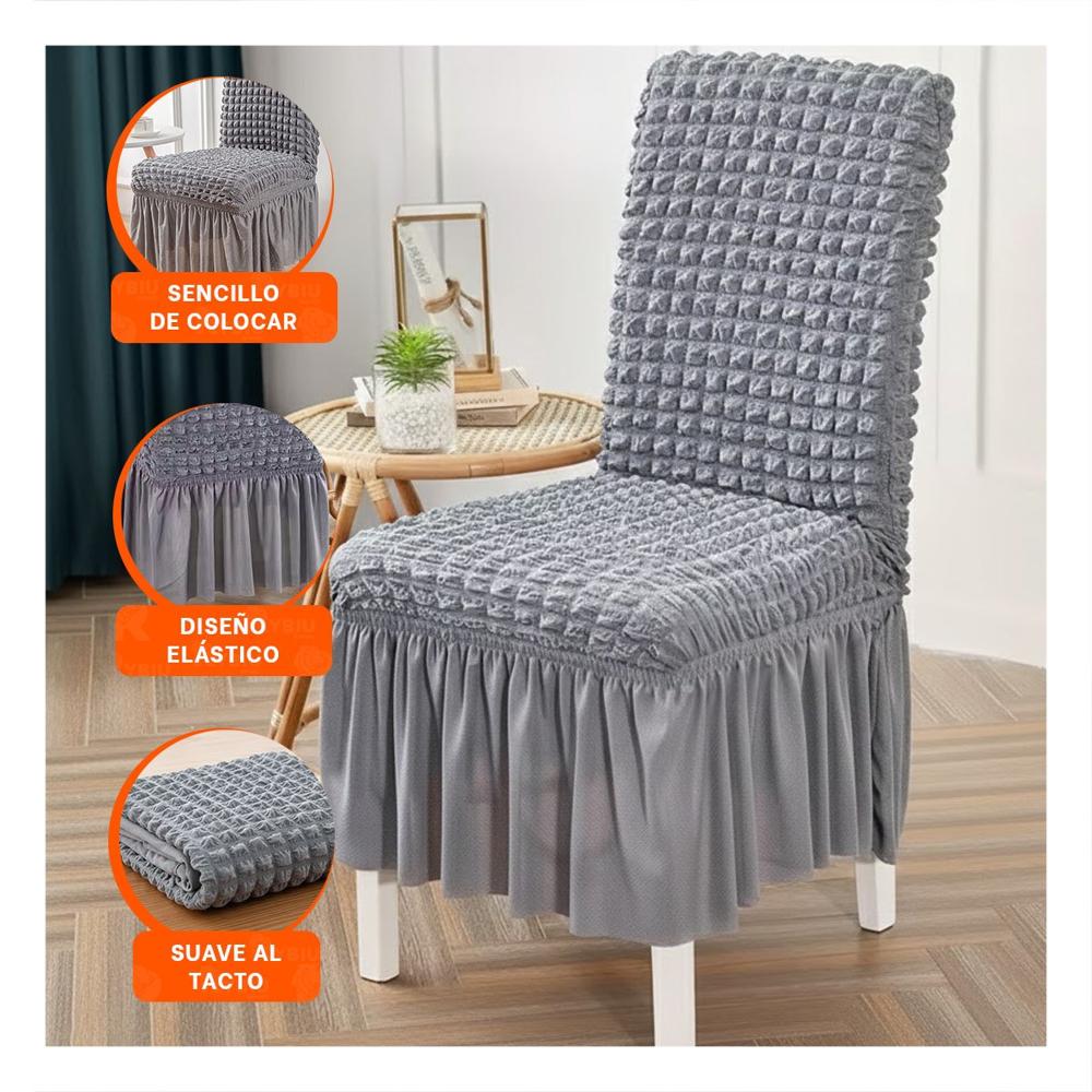 Cubierta Elastica con Relieve Cuadrado para Silla en Color Plomo Y+Post It