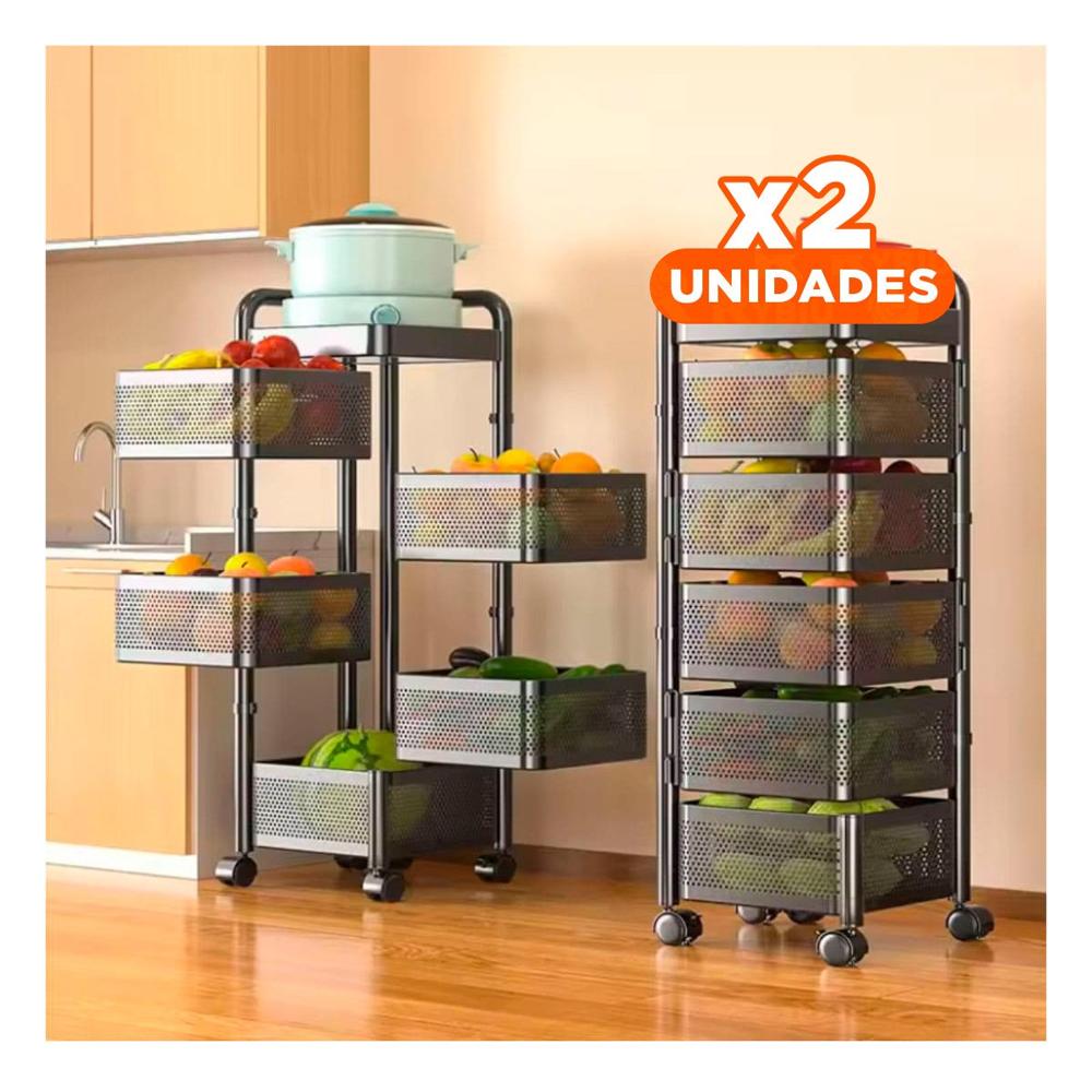 Pack2 Modulo Movil Cuadrado de Cinco Niveles con Llantas para Ambientes Y+Papel Regalo