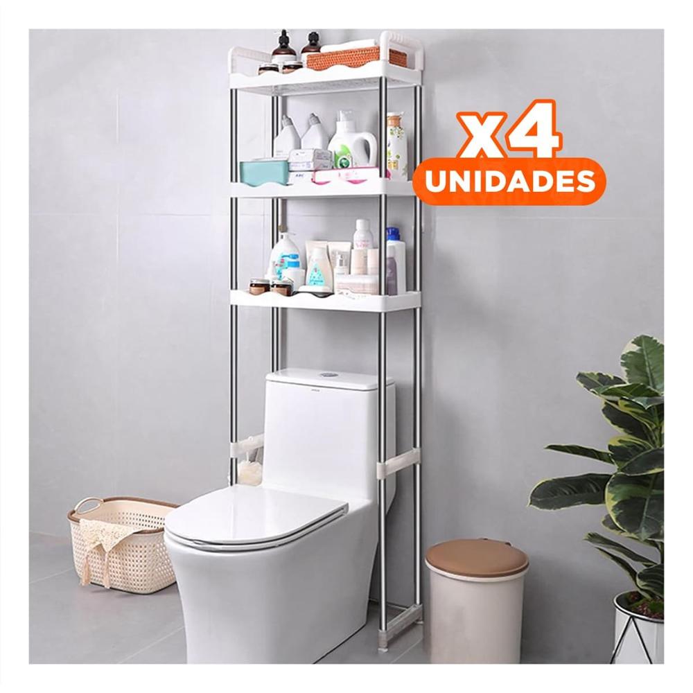 Pack4 Porta uso diario para aseo 3 niveles plastico con estilo ondas para casa