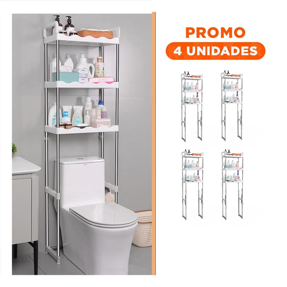 Pack4 Caja abierta para aseo 3 niveles plastico con estilo ondas para hogar Y+Regalo Sticker