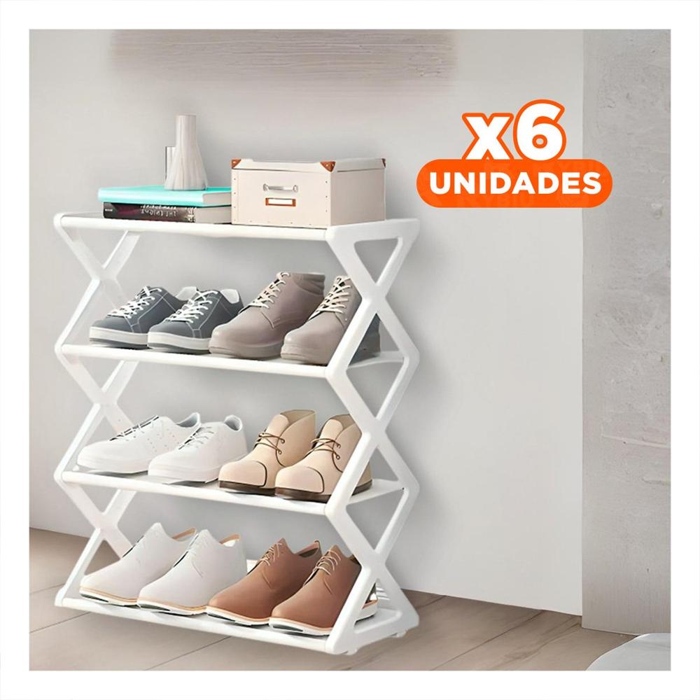Pack6 Mueble Hogar 4 Niveles Blanco para Calzado Y+Regalo Sticker