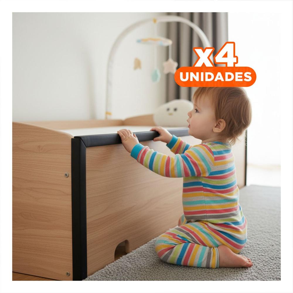 Pack4 Esquina Acolchada de Espuma para Bordes de Mesa y Muebles Negro