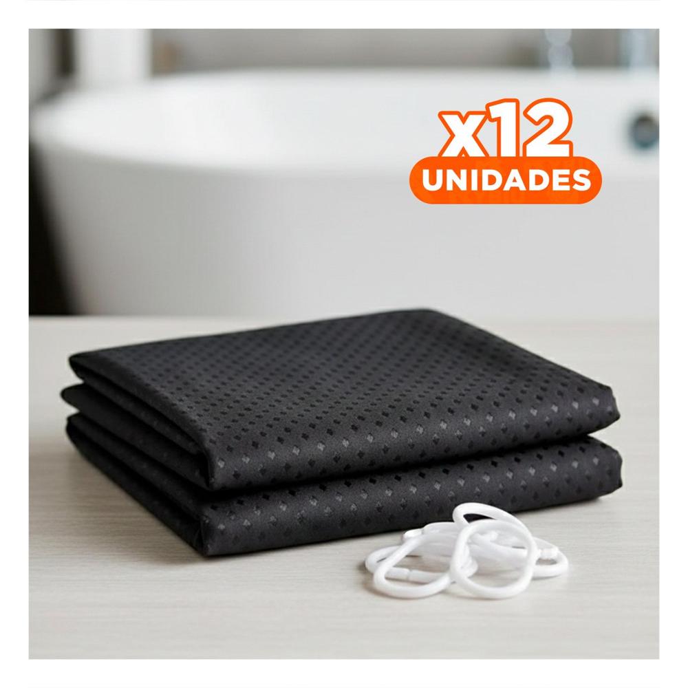 Pack12 Proteccion Negro con Patron Triangulos para Ducha 180x180cm Y+Papel Regalo