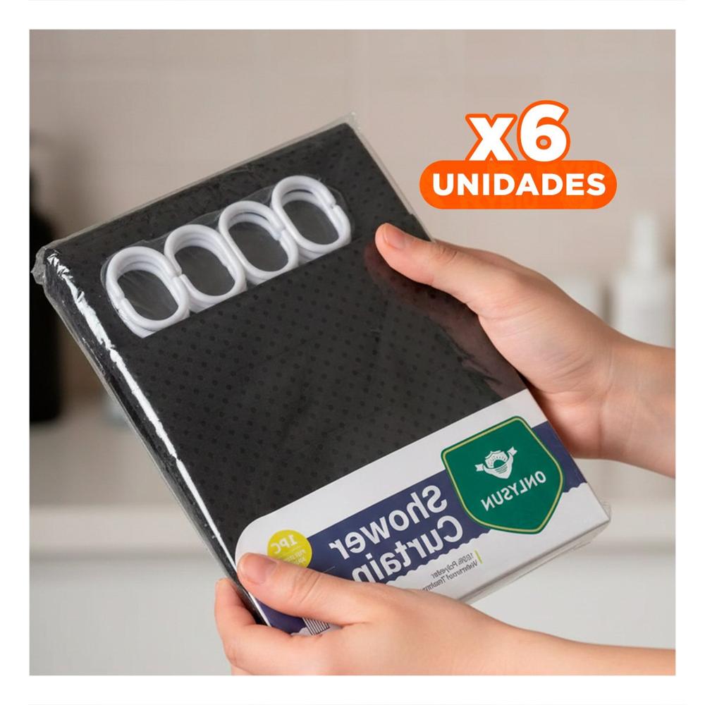 Pack6 Cubierta de Ducha con Patron Triangulos y Fondo Negro 180x180cm Y+Papel Regalo