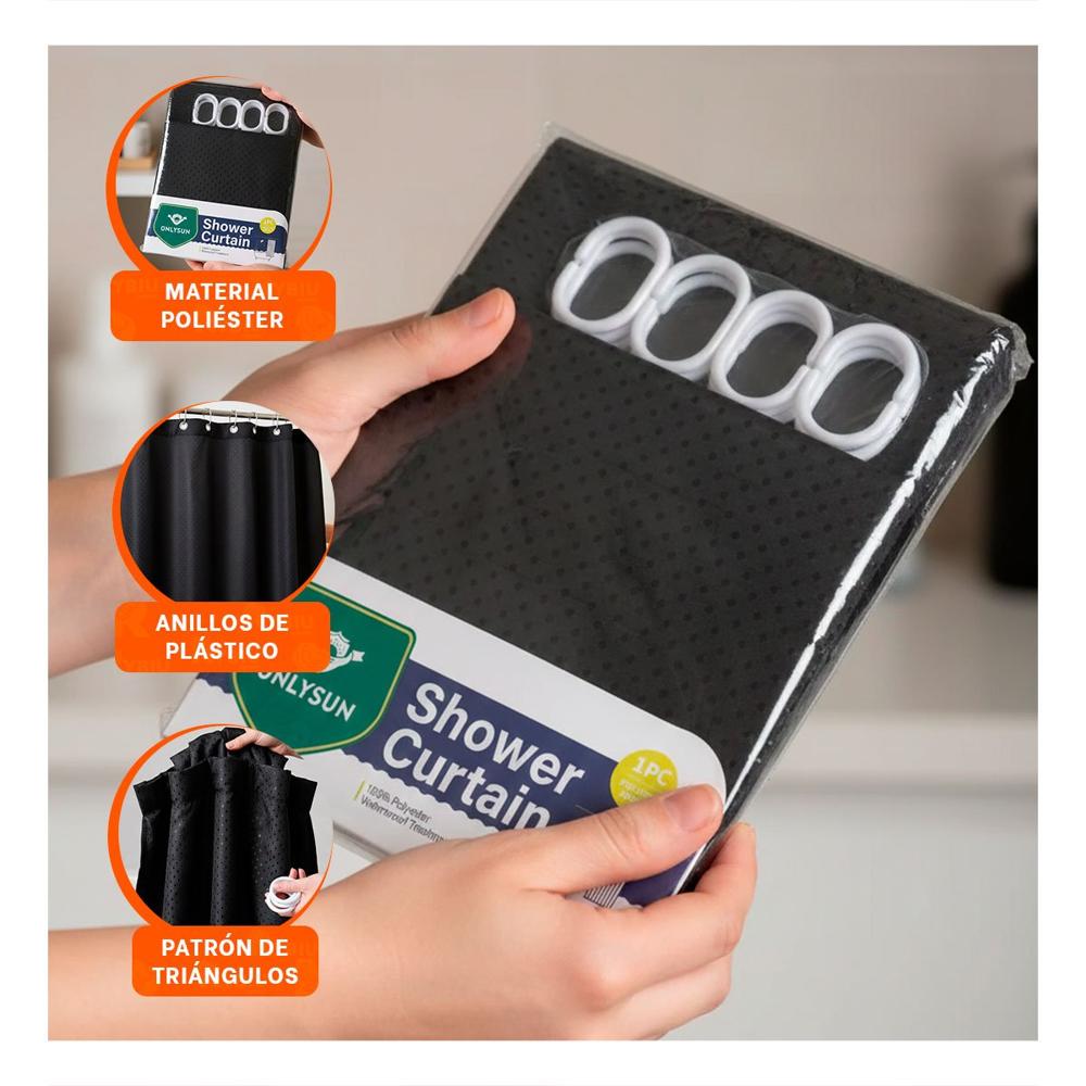 Panel con Medida 180x180cm para Ducha Negro y Patron Triangulos Y+Post It