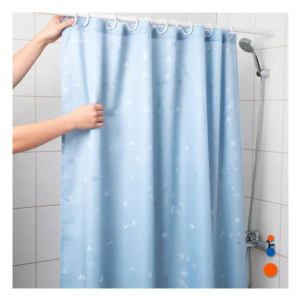 Panel Celeste aplicado a Ducha con Patron Triangulos en 180x180cm Y+Regalo Sticker