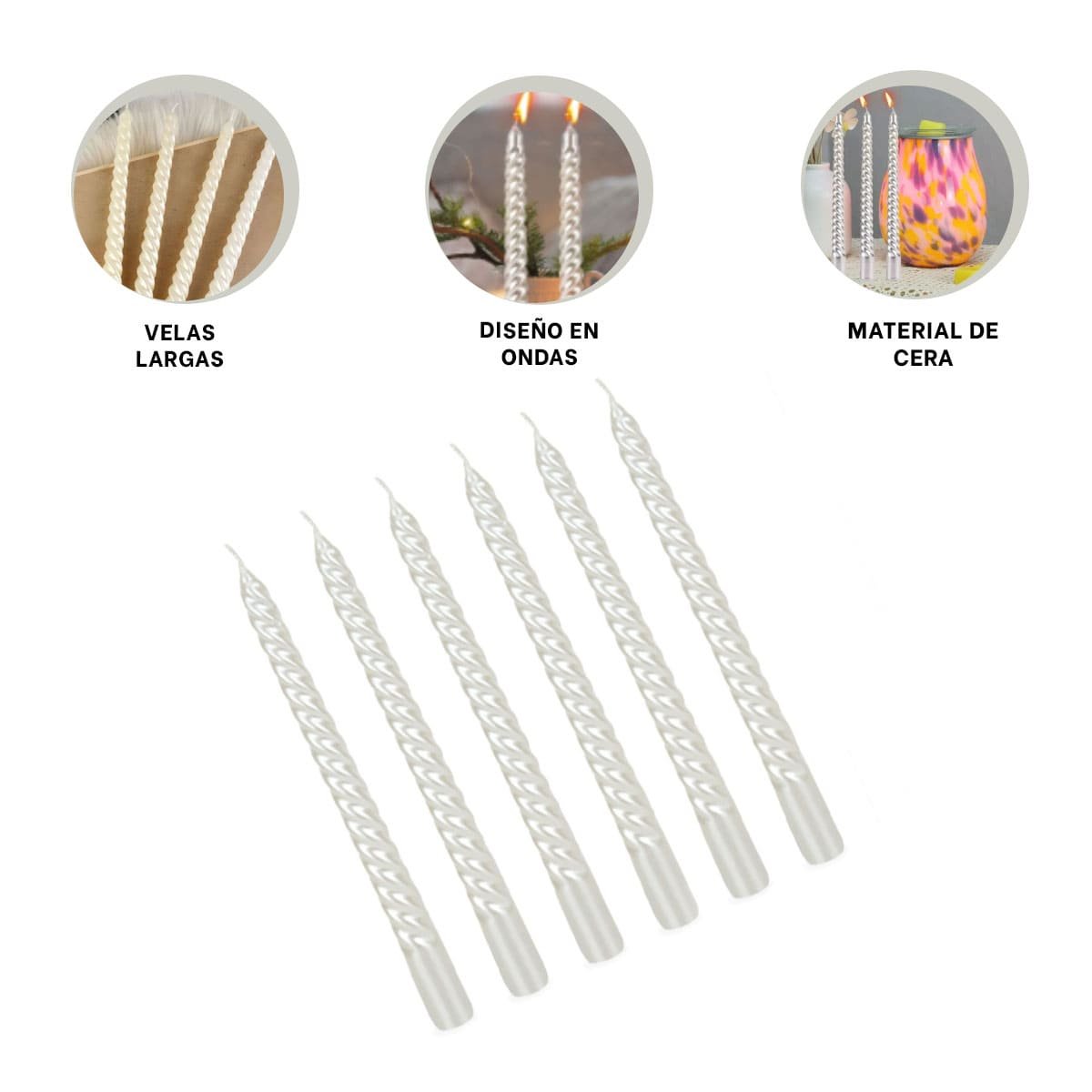 Velas de Cera Largas con Estilo Ondas para Decoracion Interior del Hogar Y+Ligas Regalo