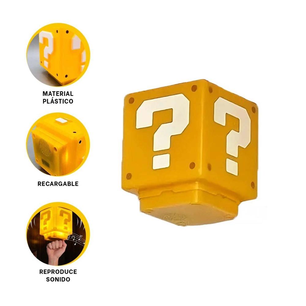 Luminaria Led con Sonido Cubo Amarillo Basado en Personaje de Videojuego Y+Ligas Regalo