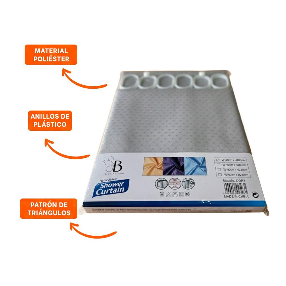 Panel de Ducha con Patron Triangulos Plomo y Formato 180x180cm Y+Ligas Regalo