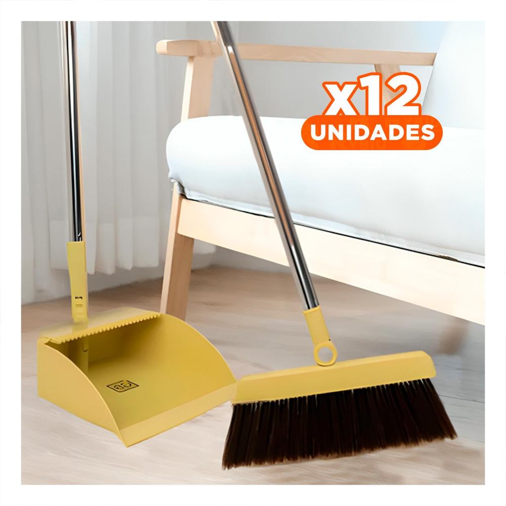 Pack12 Implemento de Hogar con Escoba y Recogedor Compacto para Dormitorio