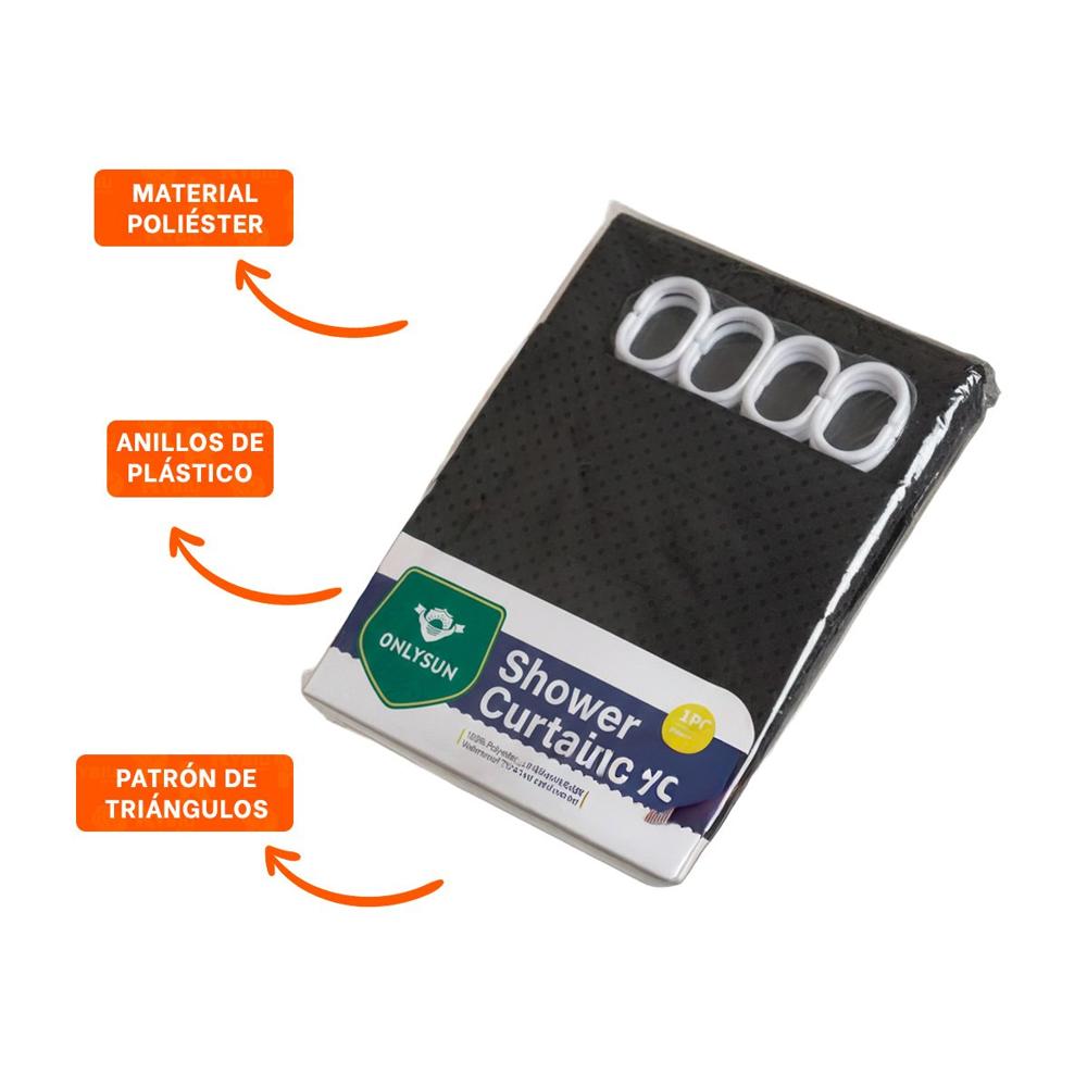 Panel de Ducha con Patron Triangulos Negro y Formato 180x180cm Y+Ligas Regalo