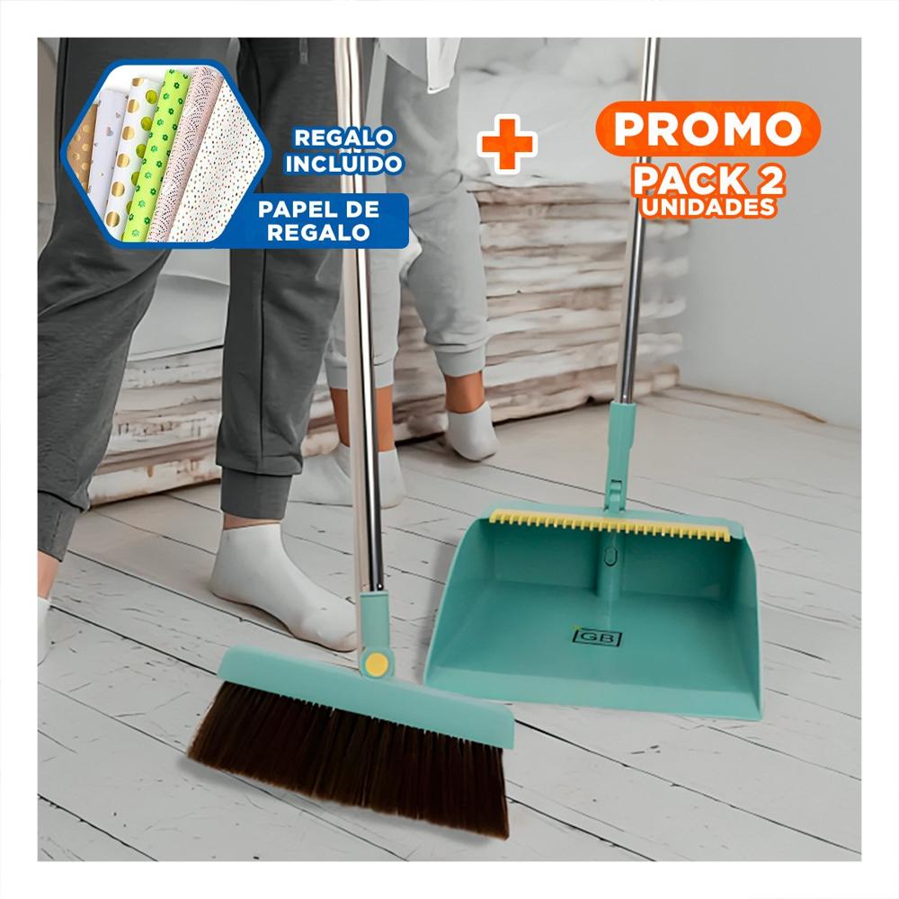 Pack2 Asistente con Recogedor Verde para Limpieza del Hogar Diario Y+Papel Regalo