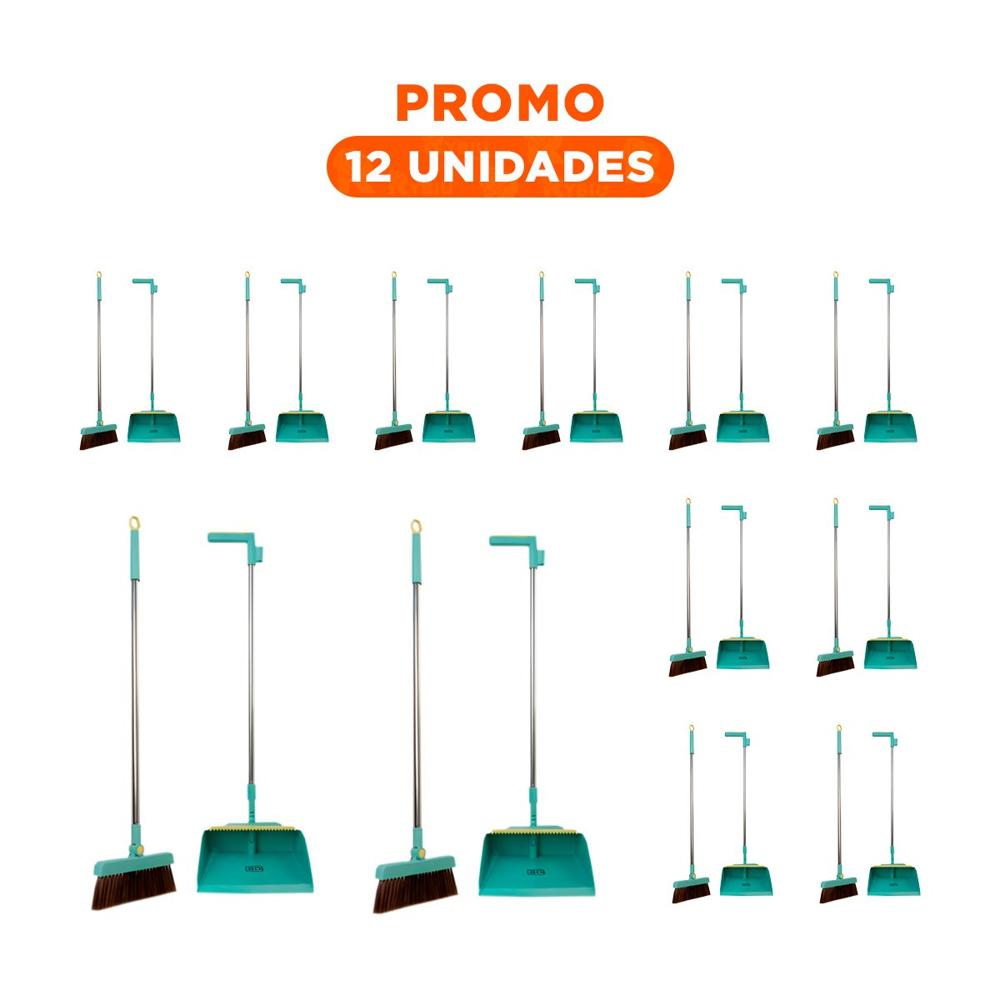 Pack12 Equipo domestico con Recogedor Verde para Limpieza del Hogar Y+Regalo Sticker