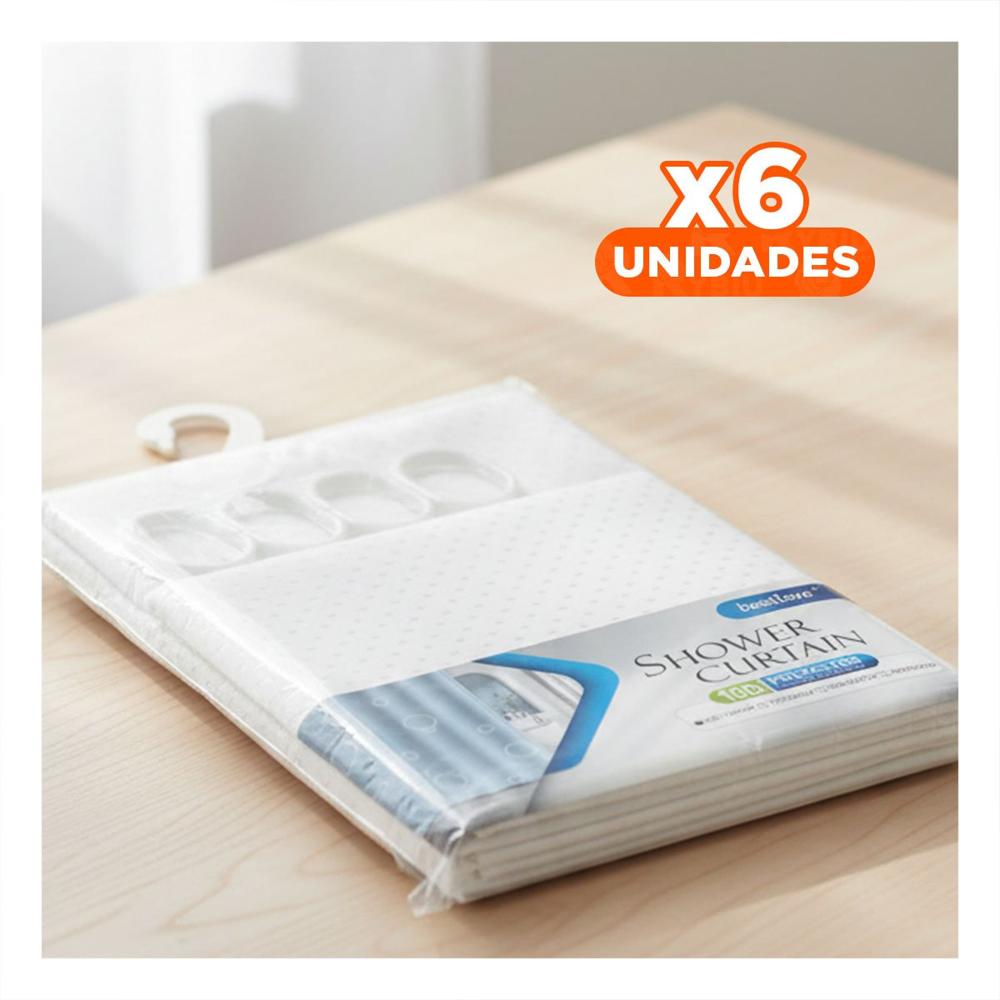 Pack6 Cubierta de Ducha con Patron Triangulos y Fondo Blanco 180x180cm Y+Papel Regalo