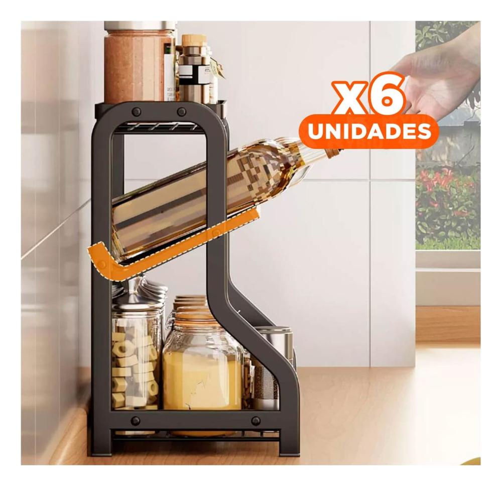 Pack6 Organizador multiproposito para cocina 3 niveles 36 5x20x35cm negro Y+Regalo Sticker