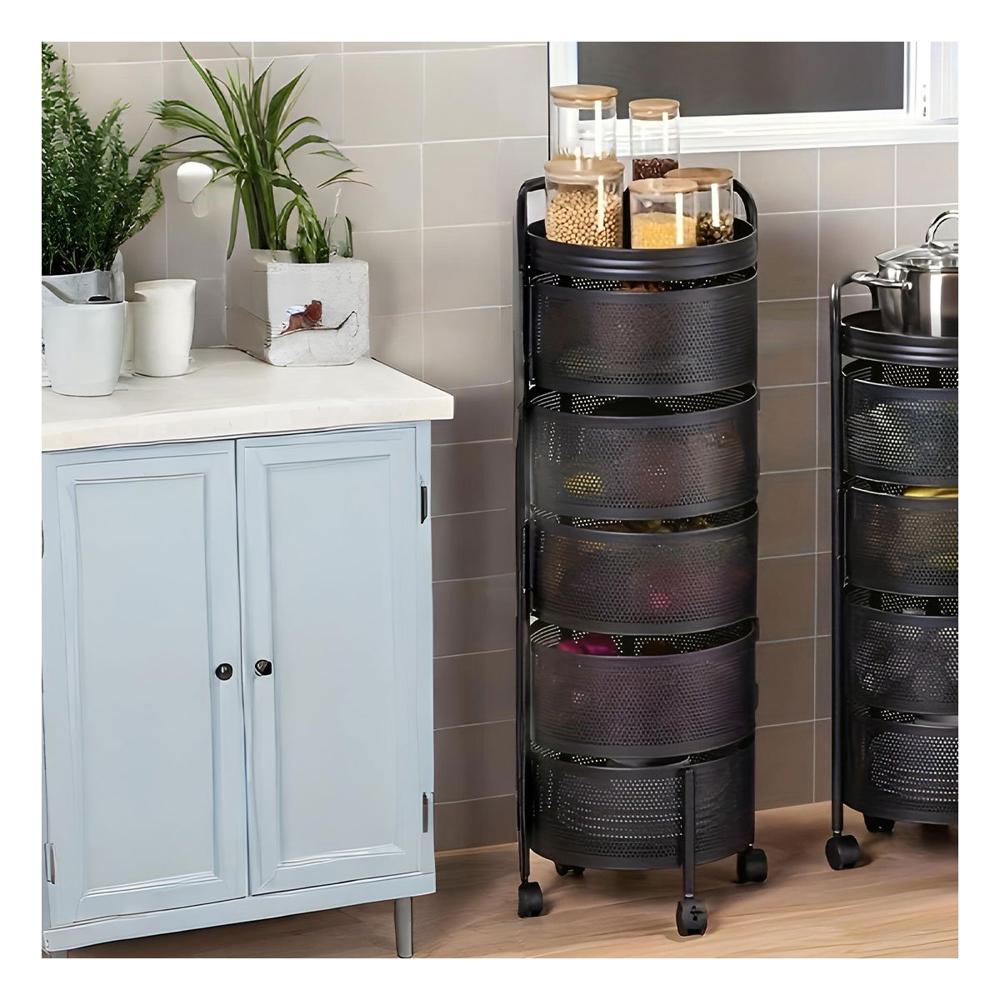 Sistema Circular de Cinco Niveles con Llantas para Guardar Objetos del Hogar Y+Regalo Sticker