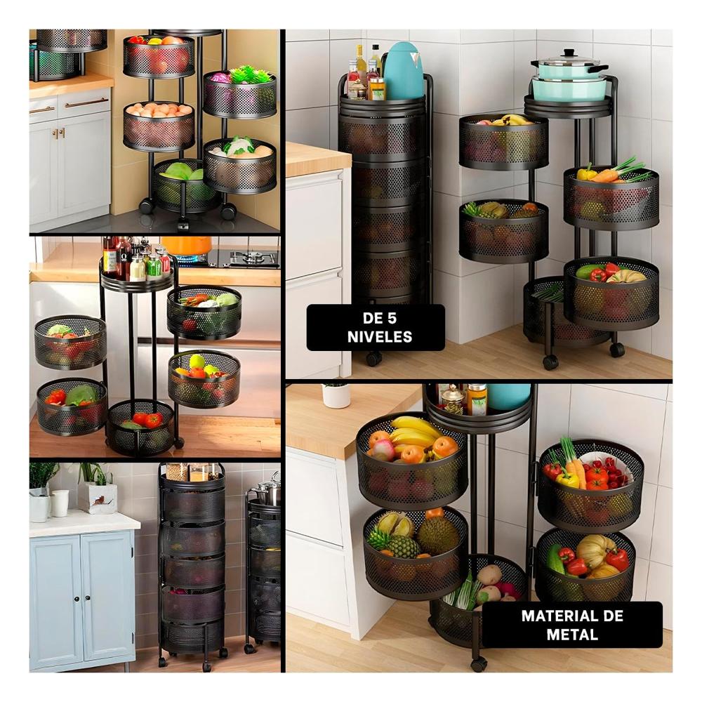 Estructura Circular de Cinco Niveles con Llantas para Espacios Funcionales del Hogar