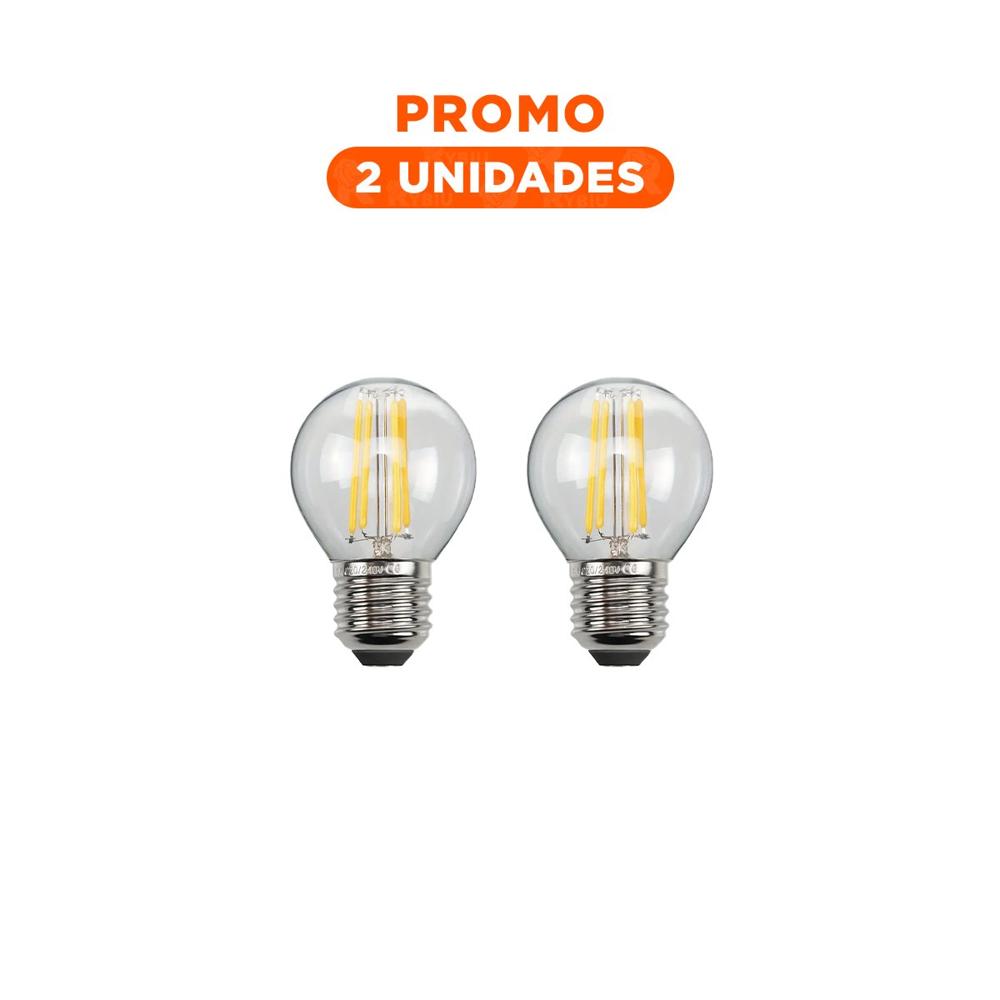 Pack2 Bombilla Moderna 4W Transparente Luz Blanca Para Casa Hogar Festiva