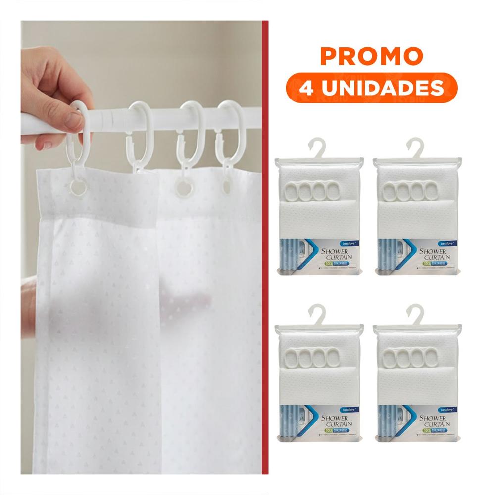 Pack4 Cubierta con Medidas 180x180cm para Ducha Blanco Patron Triangulos Y+Regalo Sticker