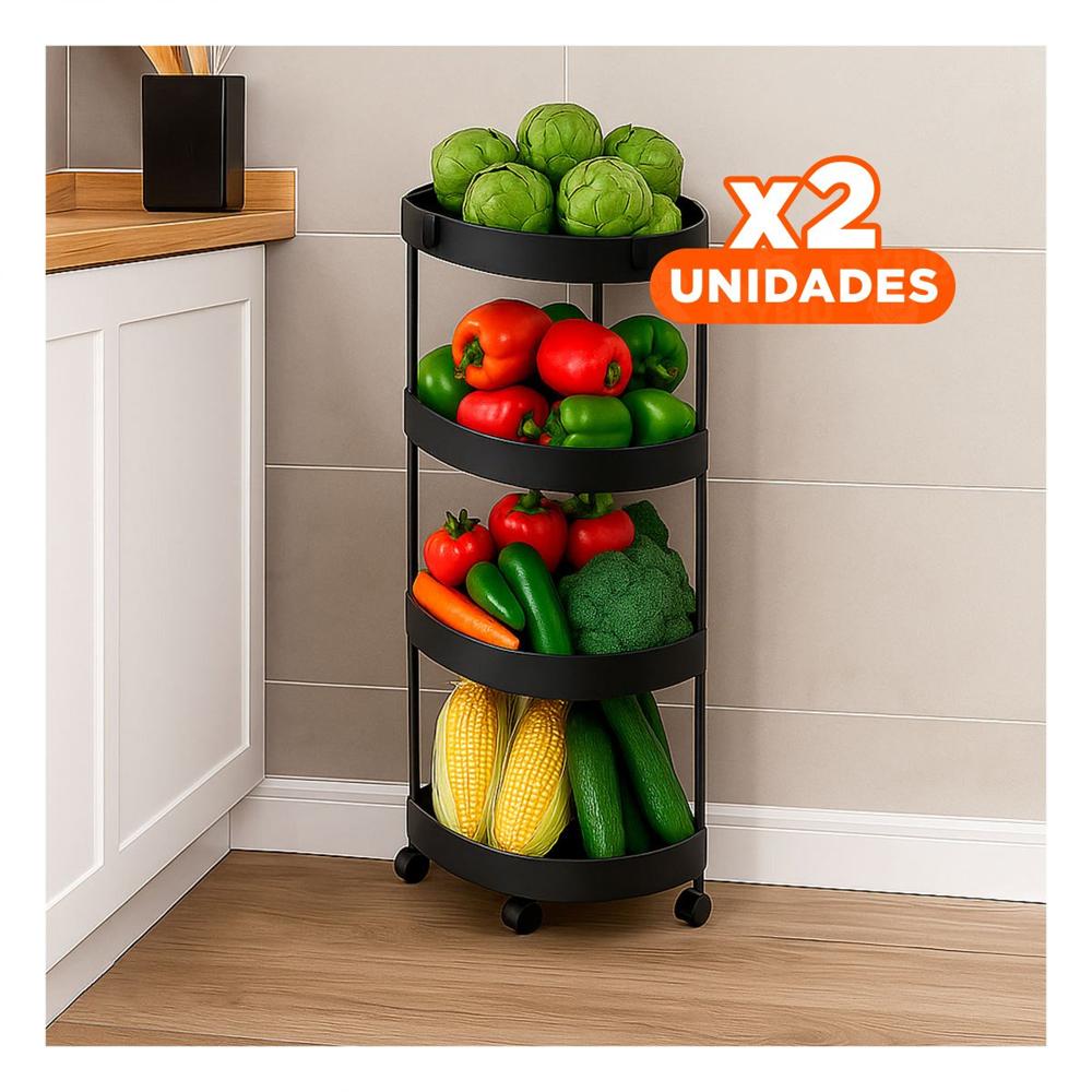 Pack2 Organizador Esquinero De 4 Niveles con Ruedas Negro Estructura Firme Y+Papel Regalo