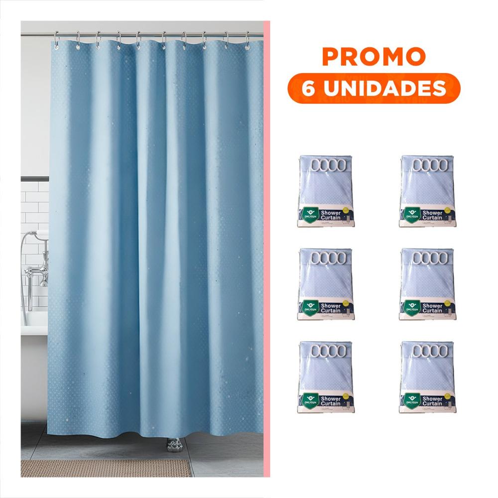 Pack6 Cubierta para Entorno de Ducha con Patron Triangulos Celeste 180x180cm