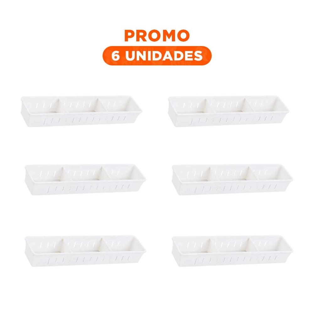 Pack6 Recipiente Organizadora Blanca con Divisiones 34.6x8x5cm Compacta Multiuso Hogar Pack6 Recipiente Organizadora Blanca con Divisiones 34.6x8x5cm Compacta Multiuso Hogar