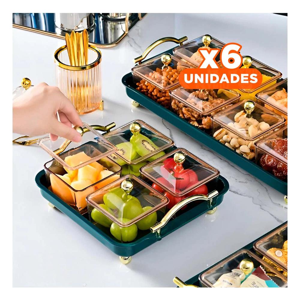 Pack6 Conjunto Verde 4 Organizadores Bandeja Fina con Almacenamiento Y+Regalo Sticker