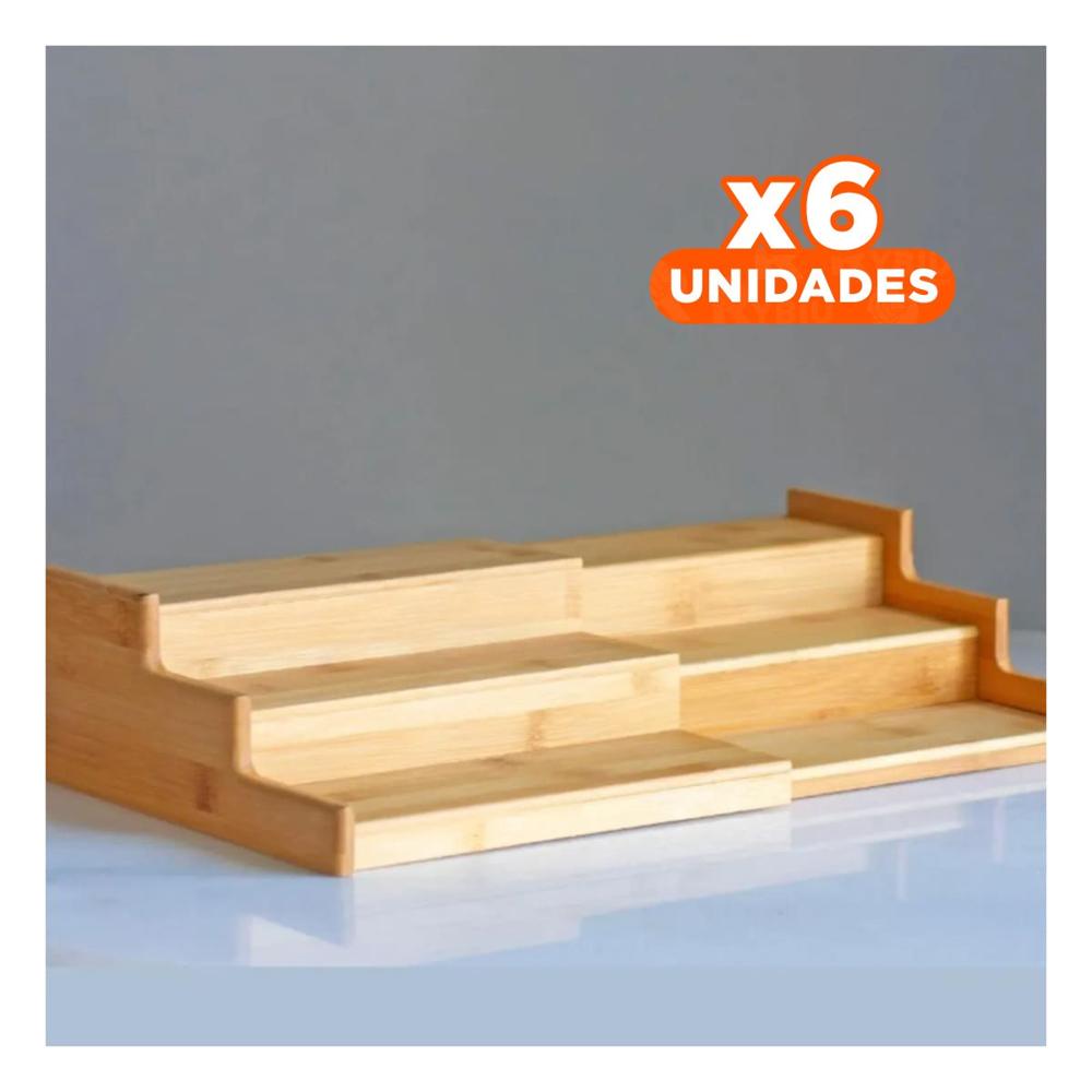 Pack6 Estructura decorativa escalera 3 niveles extendible de madera para casa Y+Papel Regalo