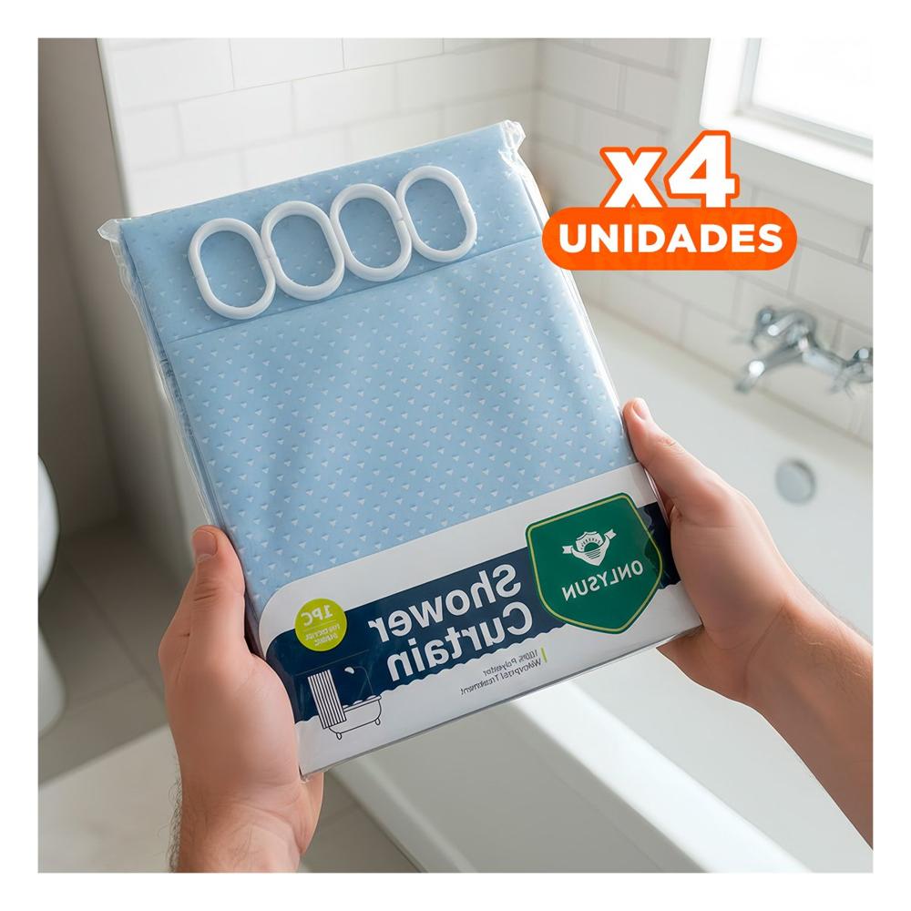 Pack4 Cortina Celeste para Ducha con Distribucion de Triangulos 180x180cm