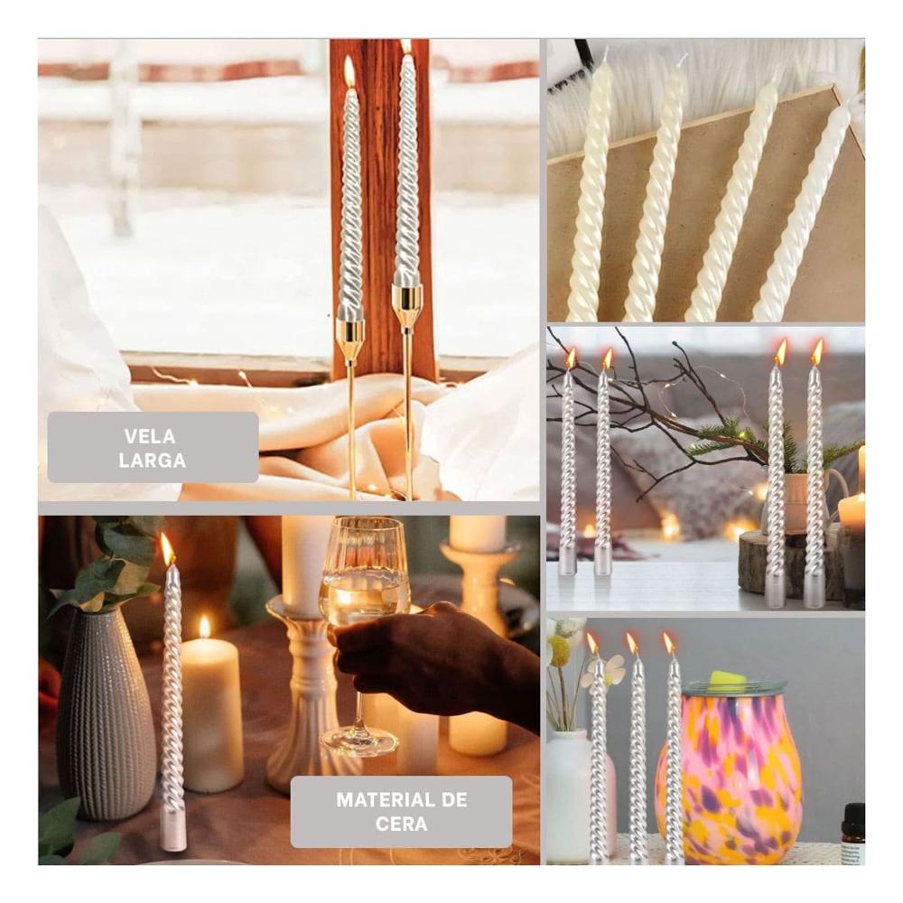 Velones Largos de Cera con Ondas para Decoracion de Mesa y Espacios del Hogar