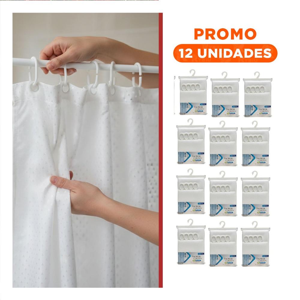Pack12 Proteccion para Entorno de Ducha Patron Triangulos Blanco 180x180cm Y+Regalo Sticker