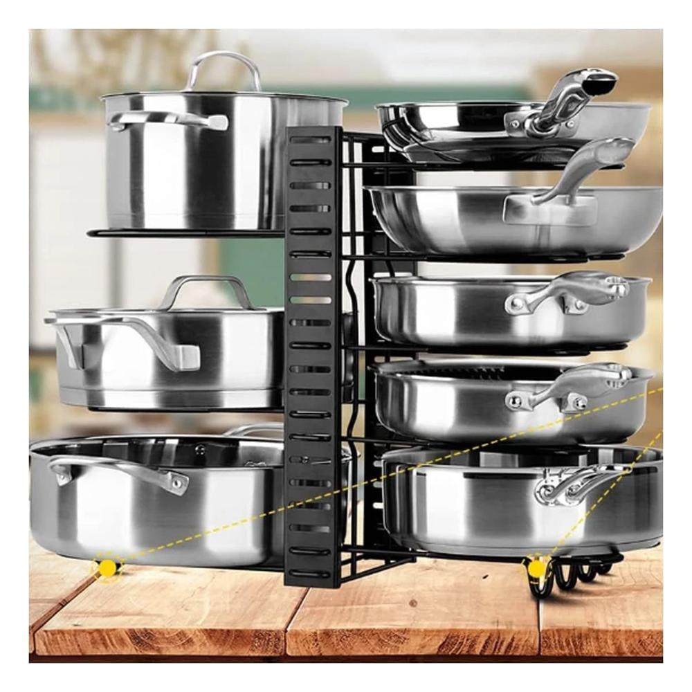 Rack Base para Tapas y Ollas Negro Ajustable Cocina Y+Papel Regalo