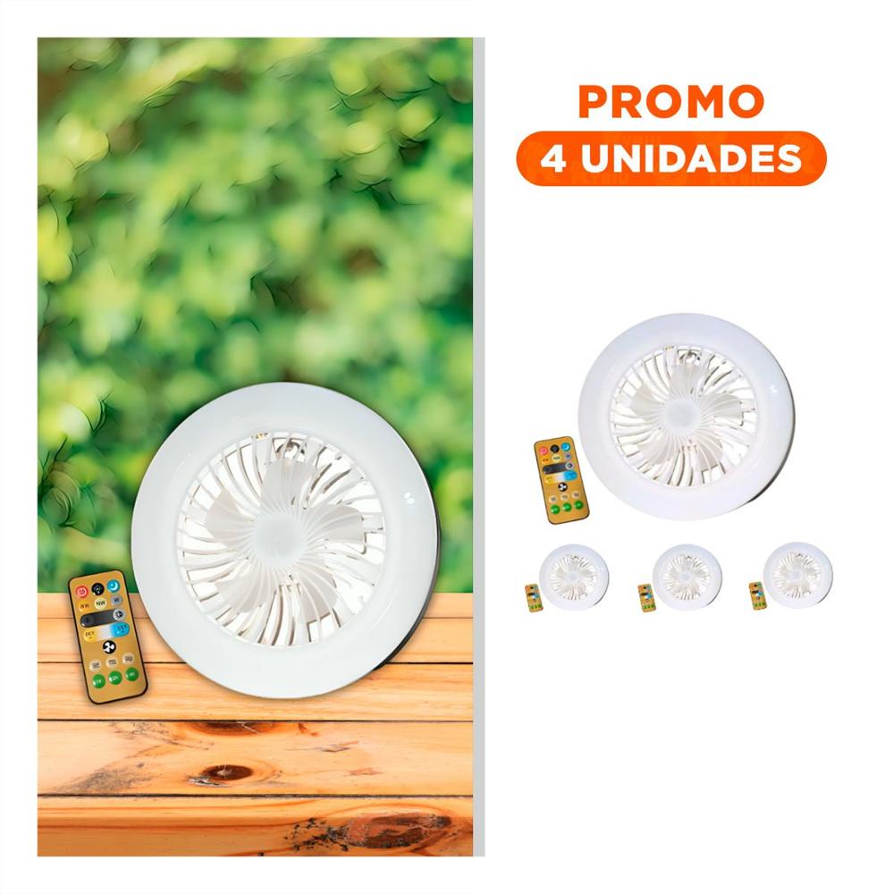 Pack4 Luminaria Moderna Led 30 W E27 E26 Con Control Remoto Blanco Para Casa Y+Regalo Sticker