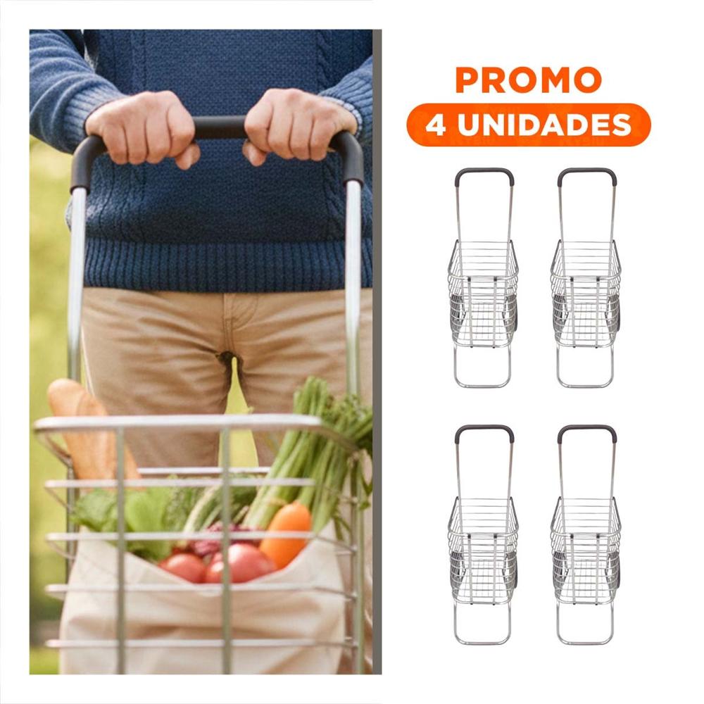 Pack4 Plataforma Movil Cerrado Plegable Plateado para Carga en Casa Y+Regalo Sticker