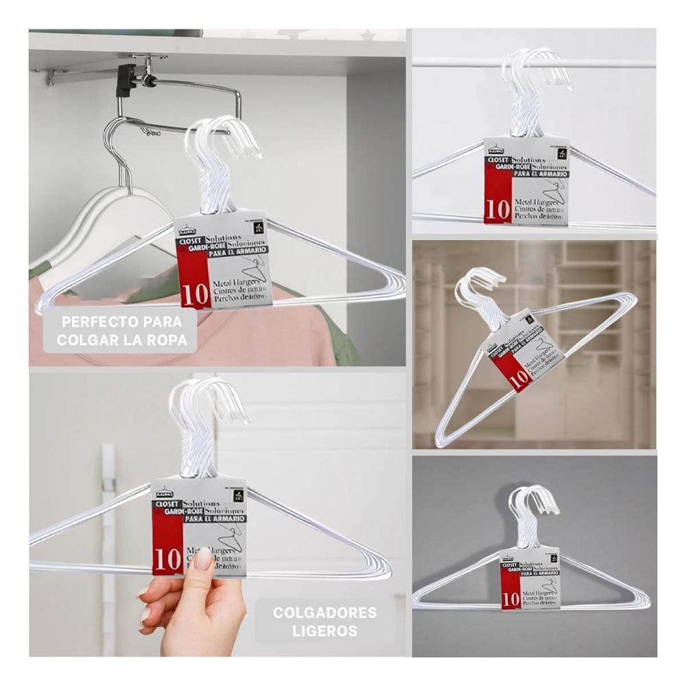 Colgador Blanco de Alambre con 10 Piezas Medida 21x40cm para Orden