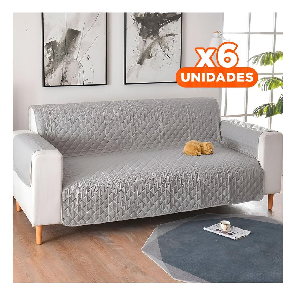 Pack6 Cobertura Textil de Sofa en Color Plomo con Medida 130x195cm Y+Papel Regalo