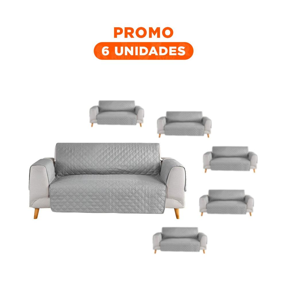 Pack6 Cobertura Protectora para Sofa Plomo con Dimensiones 130x195cm de Uso Domestico