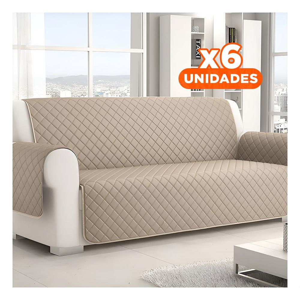 Pack6 Cobertura Ajustable para Sofa Beige con Dimensiones 130x195cm Y+Regalo Sticker